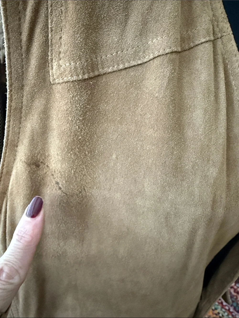 Vintage 80s/90s La Matta Tan Suede Leather Debossed Sporting Utility Safari Vest